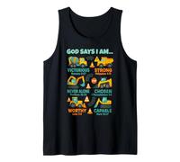 God Says I Am Christian Bible Verses Construction Truck Camiseta sin Mangas