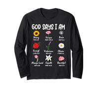 God Says I Am Cute Wild Flowers Mujeres Niñas Niños Cristiano Manga Larga