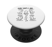 God Says I Am Dinosaur Funny Dino Bible Verse Toddlers Boys PopSockets PopGrip Adhesivo