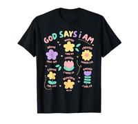 God Says I Am Flower Lover Kids Girl Christian Bible Versículo Camiseta