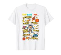 God Says I Am Outer Space Themed Bible Christian Kids Boys Camiseta