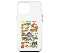 God Says I Am Outer Space Themed Bible Christian Kids Boys Carcasa para iPhone 12 Pro MAX