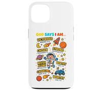 God Says I Am Outer Space Themed Bible Christian Kids Boys Carcasa para iPhone 13