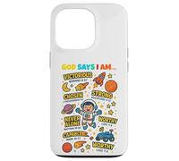 God Says I Am Outer Space Themed Bible Christian Kids Boys Carcasa para iPhone 13 Pro