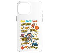 God Says I Am Outer Space Themed Bible Christian Kids Boys Carcasa para iPhone 16 Pro MAX