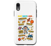 God Says I Am Outer Space Themed Bible Christian Kids Boys Carcasa para iPhone XR