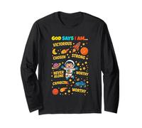 God Says I Am Outer Space Themed Bible Christian Kids Boys Manga Larga