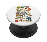 God Says I Am Outer Space Themed Bible Christian Kids Boys PopSockets PopGrip Adhesivo