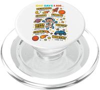 God Says I Am Outer Space Themed Bible Christian Kids Boys PopSockets PopGrip para MagSafe