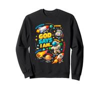 God Says I m Astronaut Outer Galaxy Space Theme Bible Sudadera