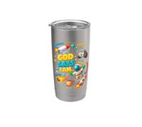 God Says I m Astronaut Outer Galaxy Space Theme Bible Vaso térmico de acero inoxidable de doble pared