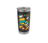 God Says I m Astronaut Outer Galaxy Space Theme Bible Vaso térmico de acero inoxidable de doble pared