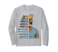 God Says You Are Unique Black Men King Dad Grandpa Padre Manga Larga