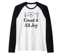 God Scripture Count it All Joy Sign Christian Bible Verse Camiseta Manga Raglan