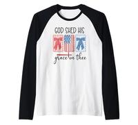 God Shed His Grace on Thee America God Shed His Grace on Me Camiseta Manga Raglan