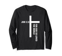 God So Loved The World Juan 3 16 versículo de la Biblia Cruz Cristiana Manga Larga