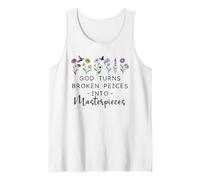 God Turns Broken Piece into Masterpieces Bible Verse Psalm Camiseta sin Mangas