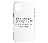 God Will Meet All Your Needs Philippians 4:19 4:9 Christian Carcasa para iPhone 16 Plus