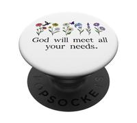 God Will Meet All Your Needs Philippians 4:19 4:9 Christian PopSockets PopGrip Adhesivo