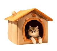 GodbTG Cat Beds for Indoor Cats, with Removable Washable Cushioned Pillow, for Cat and Small Pets, Washable Pet House Bed (Brown,L 46 * 36 * 40cm)