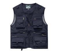 GodbTG Fishing Vests for Men with Pockets, Breathable Mesh Zip Cargo Vest for Men, Multi Pocket Travel Vest (Dark Blue,5XL)