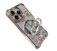 GodbTG God of Wealth Phone Case with Ring Stand for iPhone, Electroplated Finish, Shockproof Protective Case with 360° Rotating Kickstand (15 Pro,Silver)