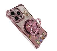GodbTG God of Wealth Phone Case with Ring Stand for iPhone, Electroplated Finish, Shockproof Protective Case with 360° Rotating Kickstand (16,Pink)