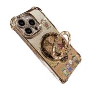 GodbTG God of Wealth Phone Case with Ring Stand for iPhone, Electroplated Finish, Shockproof Protective Case with 360° Rotating Kickstand (11 Pro,Gold)