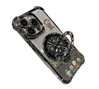 GodbTG God of Wealth Phone Case with Ring Stand for iPhone, Electroplated Finish, Shockproof Protective Case with 360° Rotating Kickstand (16 Pro,Black)
