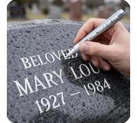GodbTG Golden Tombstone Marker Pen for Restoring Faded Grave Inscriptions, Tombstone Marker Pen for Graves (Silver)