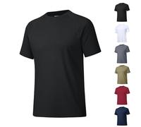 GodbTG Men's Plain Round Neck Raglan Sleeve, Dry Fit Breathable Mesh Active Crew Neck T Shirt (Black,M)