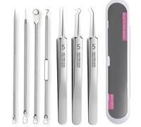 GodbTG Professional Facial Blackhead Remover Tweezers, Ingrown Hair Removal Kit, Pimple Popper Tool Kit, Skin Care Tools, Blackhead Remover Tools (7 PCS)