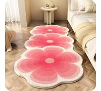 GodbTG Soft Irregular Flower Pattern Area Rug, Plush Floral Cartoon Rug with Wavy Edge, Non-Slip Washable Floor Mat for Bedroom, Living Room (#4,80 * 160cm)