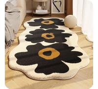 GodbTG Soft Irregular Flower Pattern Area Rug, Plush Floral Cartoon Rug with Wavy Edge, Non-Slip Washable Floor Mat for Bedroom, Living Room (#5,40 * 80cm)