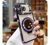 GodbTG Sparkling Diamond Women's Phone Case with Mirror & Stand for iPhone 12/13/14/15/16/17 Pro MAX,17Air (15 Pro MAX,#12)