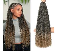 Goddess Box Crochet Hair 8 paquetes con extremos rizados Pre Looped Boho Water Wave Crochet Hair Deep Wavy Ends Gogo Curl Crochet Hair with Jerry Curly Extensions for Black Women (T27#, 24inch)