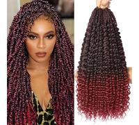 Goddess Box Crochet Hair 8 paquetes con extremos rizados Pre Looped Boho Water Wave Crochet Hair Deep Wavy Ends Gogo Curl Crochet Hair with Jerry Curly Extensions for Black Women (TBUG#, 18 pulgadas)
