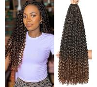 Goddess Box Crochet Hair 8 paquetes con extremos rizados Pre Looped Boho Water Wave Crochet Hair Deep Wavy Ends Gogo Curl Crochet Hair with Jerry Curly Extensions for Black Women (T30#, 24inch)
