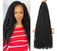 Goddess Box Crochet Hair 8 paquetes con extremos rizados Pre Looped Boho Water Wave Crochet Hair Deep Wavy Ends Gogo Curl Crochet Hair with Jerry Curly Extensions for Black Women (1B#, 24inch)