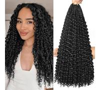 Goddess Box Crochet Hair 8 paquetes con extremos rizados Pre Looped Boho Water Wave Crochet Hair Deep Wavy Ends Gogo Curl Crochet Hair with Jerry Curly Extensions for Black Women (1B#, 18inch)