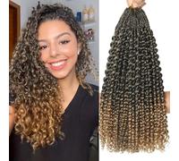 Goddess Box Crochet Hair 8 paquetes con extremos rizados Pre Looped Boho Water Wave Crochet Hair Deep Wavy Ends Gogo Curl Crochet Hair with Jerry Curly Extensions for Black Women (T27#, 18 pulgadas)