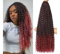 Goddess Box Crochet Hair 8 paquetes con extremos rizados Pre Looped Boho Water Wave Crochet Hair Deep Wavy Ends Gogo Curl Crochet Hair with Jerry Curly Extensions for Black Women (TBUG#, 24 pulgadas)