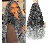 Goddess Box Crochet Hair 8 paquetes con extremos rizados Pre Looped Boho Water Wave Crochet Hair Deep Wavy Ends Gogo Curl Crochet Hair with Jerry Curly Extensions for Black Women (TGREY#, 24inch)