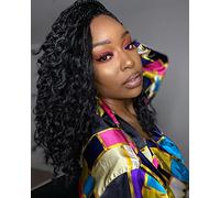 Goddess Box - Trenzas de ganchillo con extremos rizados, trenzas bohemias de 14 pulgadas, paquete de 8 paquetes de 3 trenzas de ganchillo, extensiones de cabello sintético para mujeres negras (14