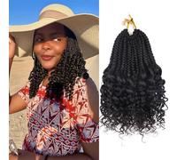 Goddess Box - Trenzas de ganchillo de 12 pulgadas, 7 paquetes de pelo corto de ganchillo para mujeres negras, trenzas de caja de diosa con extremos rizados, pelo microtrenzado rizado (1B)