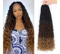 Goddess Box - Trenzas de ganchillo de 14 pulgadas, trenzas de ganchillo bohemias, 8 paquetes de trenzas de ganchillo bohemias, cabello sintético bohemio para mujer