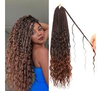 Goddess Box - Trenzas de ganchillo de 18 pulgadas, 9 paquetes de trenzas de ganchillo bohemias con ondas de agua para mujeres negras (T30#, 18 pulgadas (paquete de 9)