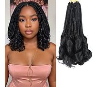 Goddess Box - Trenzas de ganchillo de 25,4 cm, rizos franceses para mujer, extensiones de cabello trenzado corto con extremos rizados (1B)