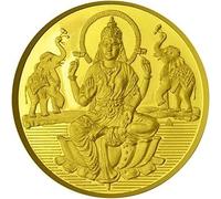 Goddess Laxmi Coin In Pure 24k 99.9 Yellow Gold gram Certified (10 Grams)