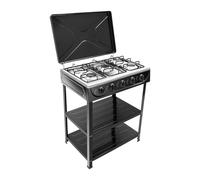 Goddlgjik Cocina de Gas de 5 Quemadores 2,5 kW, Cocina de Gas Natural con 5 Quemadores con Estante y Tapa de 2 Niveles, Placa de Gas Autosuficiente de Gas, Estufa de Gas Para Camping, Exterior